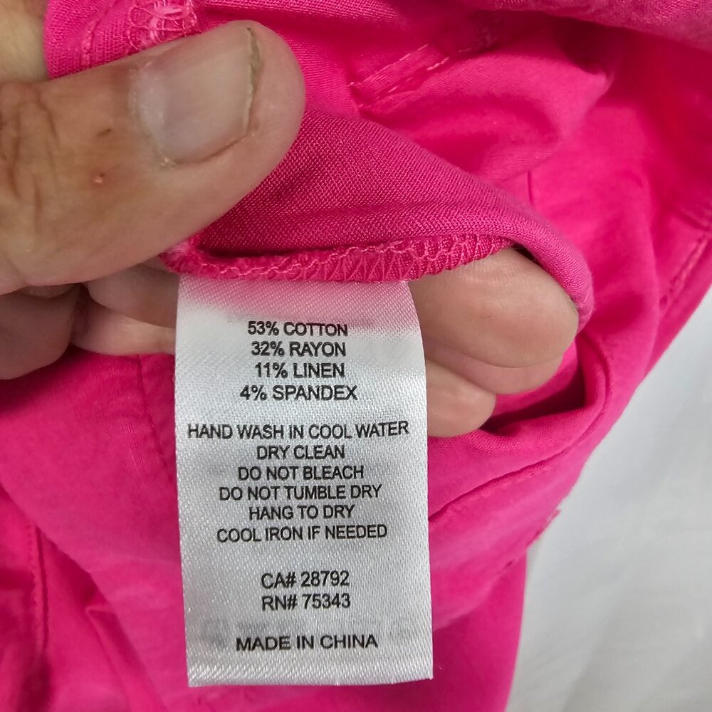 Nicole Miller Pink Cropped Pants Linen Blend Summer Beach Colorful 8 - Picture 8 of 9